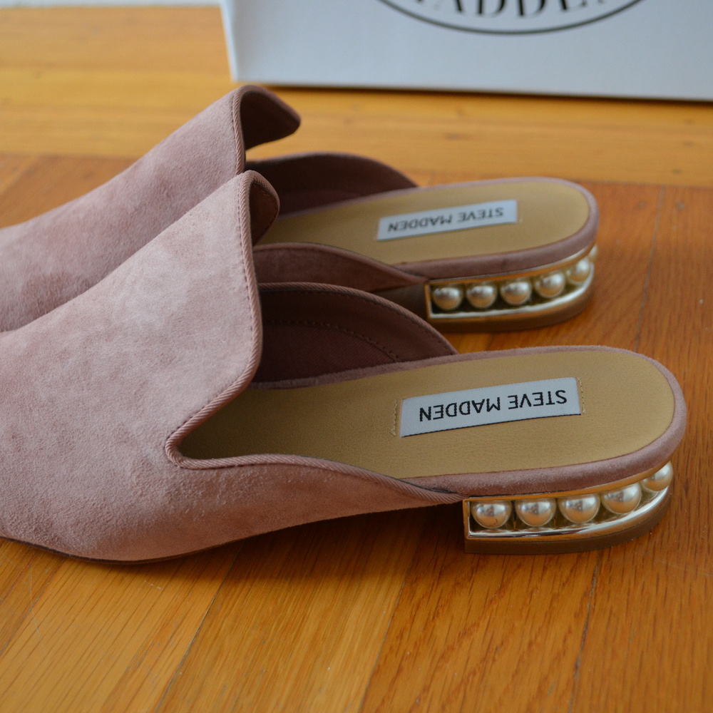 🆕 STEVE MADDEN Embellished Suede Mules - Picture 8 of 8